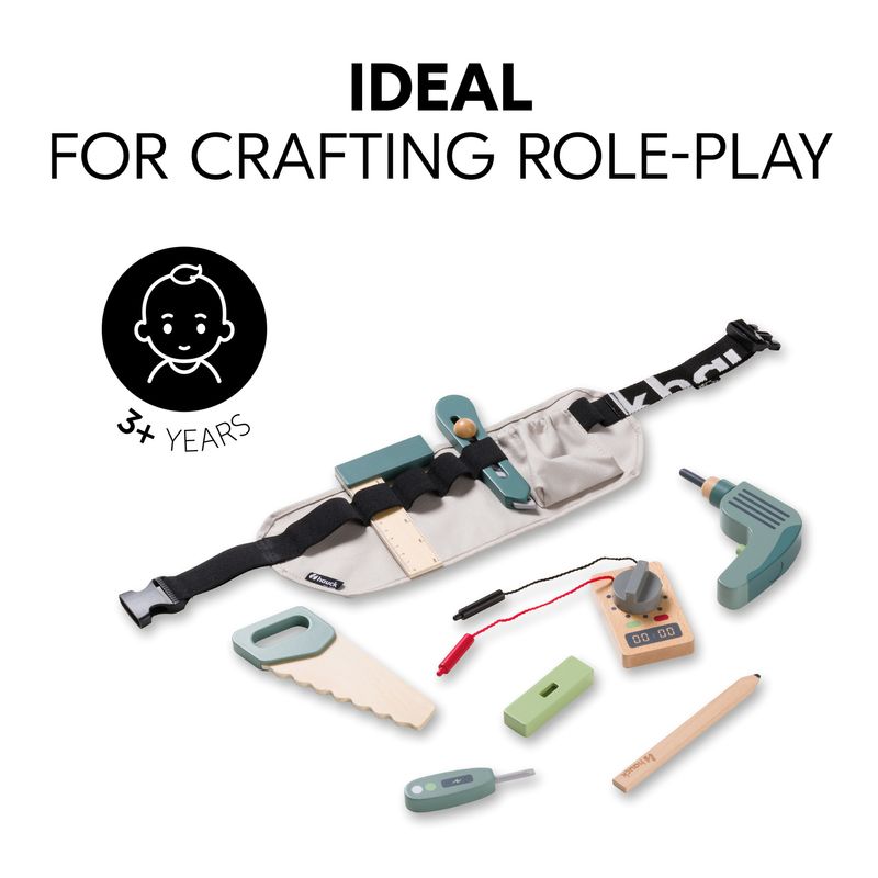 Jucarii, Copii si Bebe - Jucarii si jocuri - Jucarii bebelusi - Jucarii interactive bebelusi - Set 9 unelte si curea, Invata sa lucrezi, Hauck, Learn to Work - Infinity.ro