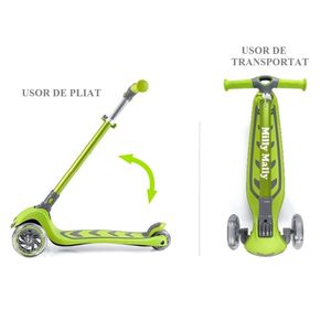 Trotineta pliabila Milly Mally Boogie Pink, roti din silicon cu Led, platforma antiderapanta, greutate admisa 50 kg