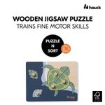 Jucarii, Copii si Bebe - Jucarii si jocuri - Jucarii bebelusi - Jucarii interactive bebelusi - Puzzle din lemn certificat FSC, cu piese imbinate, Hauck, Turtle - Infinity.ro