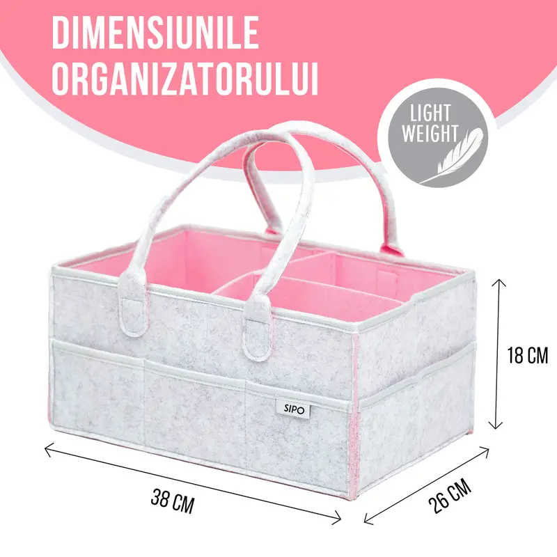 Jucarii, Copii si Bebe - Maternitate - Genti bebelusi - Gentuta mamicii, organizator scutece si accesorii copii si bebelusi, Pink, 38x26x18 cm - Infinity.ro