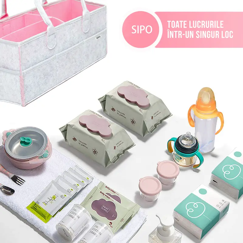 Jucarii, Copii si Bebe - Maternitate - Genti bebelusi - Gentuta mamicii, organizator scutece si accesorii copii si bebelusi, Pink, 38x26x18 cm - Infinity.ro