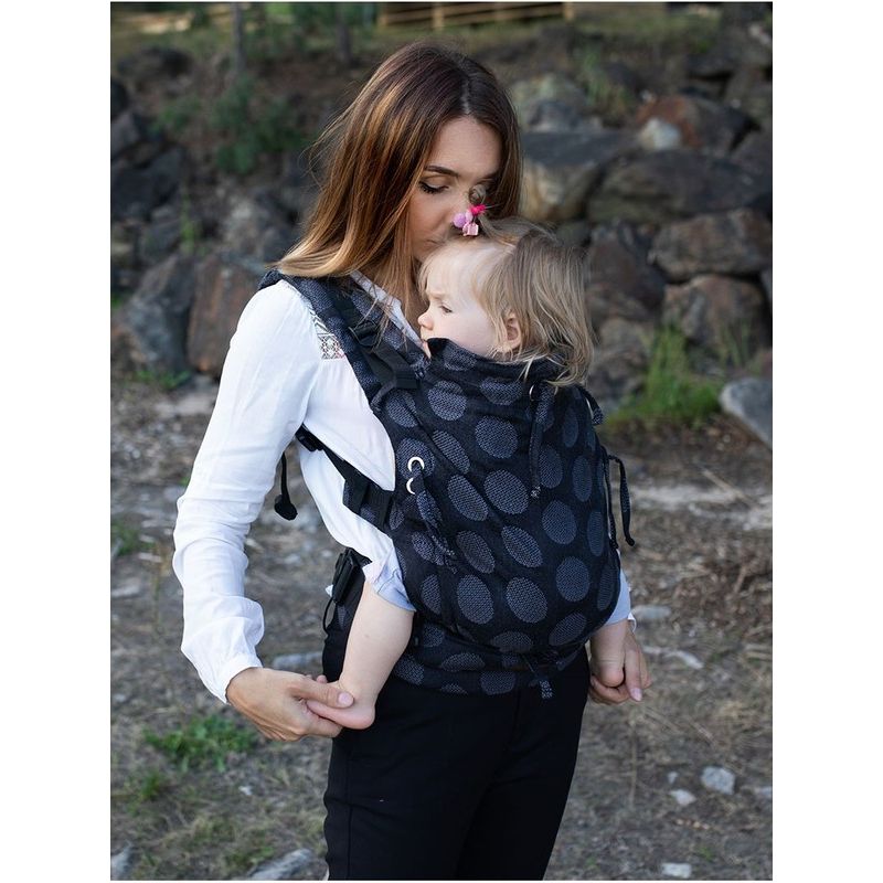 Jucarii, Copii si Bebe - Carucioare si articole de transport - Marsupii si hamuri bebe - Marsupiu ergonomic, Kinder Hop, Multi Soft, Dots Dark Grey - Infinity.ro