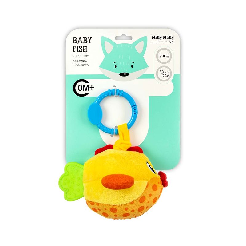 Jucarii, Copii si Bebe - Jucarii si jocuri - Jucarii bebelusi - Jucarii interactive bebelusi - Jucarie din plus pentru agatat, fosnaie si vibreaza, Baby Fish Yellow - Infinity.ro