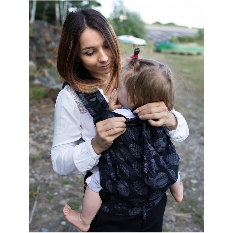 Jucarii, Copii si Bebe - Carucioare si articole de transport - Marsupii si hamuri bebe - Marsupiu ergonomic, Kinder Hop, Multi Soft, Dots Dark Grey - Infinity.ro