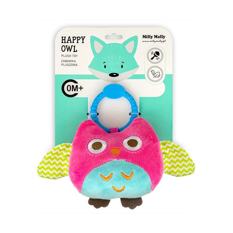 Jucarii, Copii si Bebe - Jucarii si jocuri - Jucarii bebelusi - Jucarii interactive bebelusi - Jucarie din plus pentru agatat, cu clopotel, Happy Owl Pink - Infinity.ro