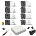 Casa si Gradina - Electrice - Smart Home - Camere de supraveghere - Sistem supraveghere video Hikvision 8 camere 2MP 3.6 mm IR 80 m, DVR 8 canale 1080 N, accesorii, UPS cu baterie 360 W - Infinity.ro
