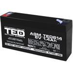 Casa si Gradina - Constructii - Scule electrice si accesorii - Acumulatori si incarcatoare scule electrice - Acumulator AGM VRLA 6 V 1.4 A dimensiuni 97 mm x 25 m m x h 54 mm F1 TED Battery Expert Holland TED002839 (40) - Infinity.ro