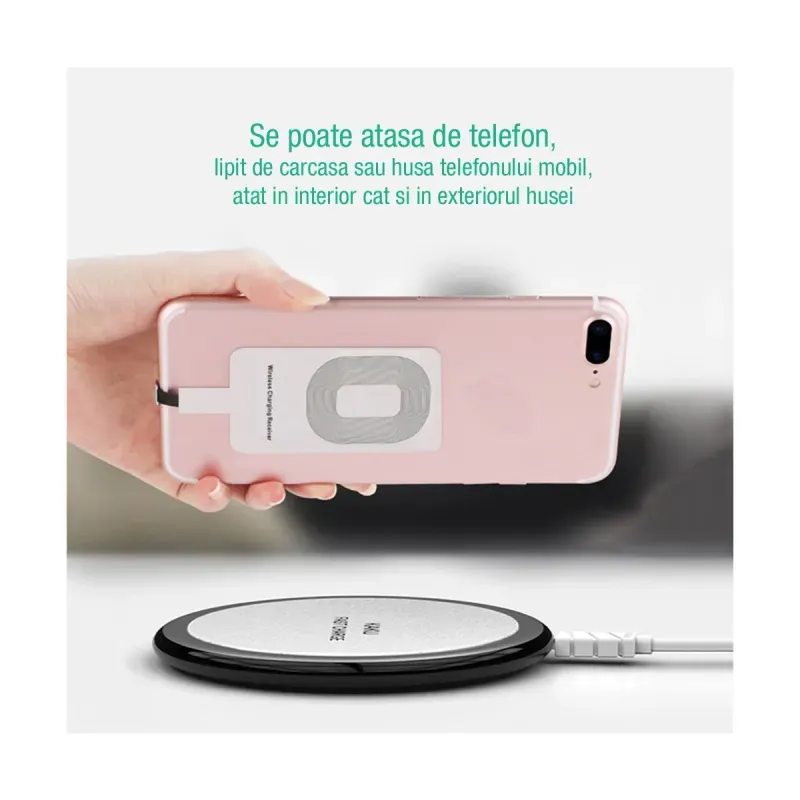 Laptop, Telefoane si Tablete - Telefoane mobile si accesorii - Accesorii Telefoane - Incarcatoare telefoane - Incarcator Wireless Receiver iPhone, Envisage Receiver Wireless 5V 1A compatibil cu iPhone, SGQ1, incarcare telefon, alb - Infinity.ro