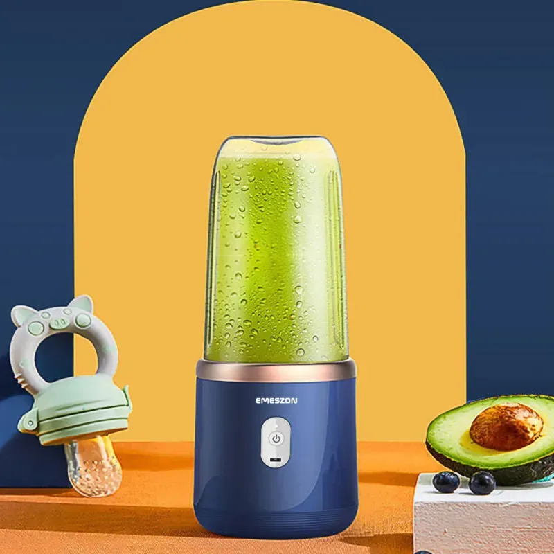 Electronice si Electrocasnice - Electrocasnice bucatarie - Mixere, tocatoare & roboti de bucatarie - Blendere si mini tocatoare - Mini Blender Storcator Portabil Fructe, Emeszon®, BLD1000, Incarcare Micro USB, 6 Lame din Inox, Putere 40W 21000 RPM - Infinity.ro