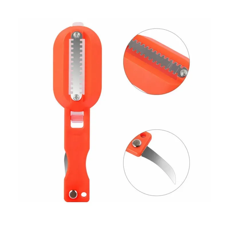 Casa si Gradina - Bucatarie si vesela - Ustensile bucatarie - Razatori si curatatoare - Curatator Peste, Myvit, ce contine cuva depozitare solzi Peste, mini cutit de Inox incorporat pentru razuire solzi, rosu - Infinity.ro