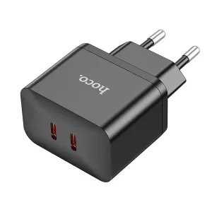 Incarcator retea Dual Type-C Hoco N29 Incarcare Rapida PD 35W 2 porturi x USB-C Telefon, Tableta, Baterie Externa, negru