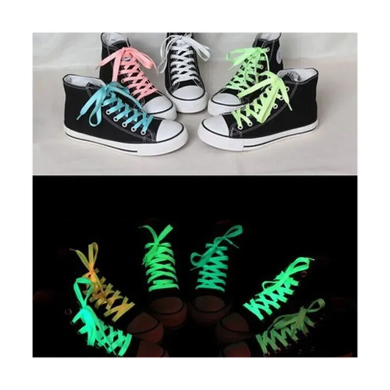 Sport si Outdoor - Accesorii si echipamente sportive - Alte accesorii sportive - Sireturi fosforescente model sport, lumineaza noaptea, 1 pereche, lungime 100 cm, material textil, alb - Infinity.ro