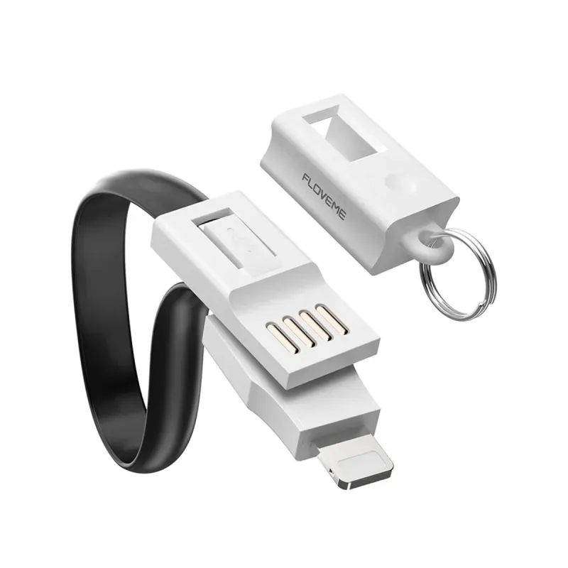 Laptop, Telefoane si Tablete - Telefoane mobile si accesorii - Accesorii Telefoane - Cabluri si adaptoare telefoane - Cablu breloc pentru incarcare iPhone sau iPad, USB si micro USB, negru - Infinity.ro