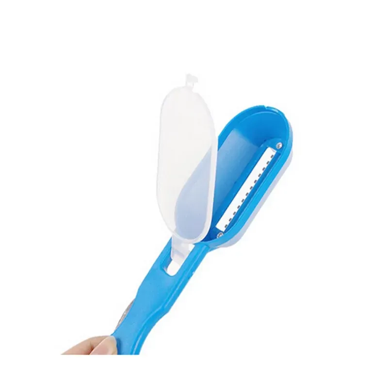 Casa si Gradina - Bucatarie si vesela - Ustensile bucatarie - Razatori si curatatoare - Curatator Peste, Emeszon®, contine cuva depozitare solzi Peste, mini cutit de Inox incorporat razuire solzi, albastru - Infinity.ro