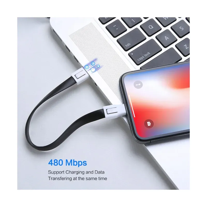 Laptop, Telefoane si Tablete - Telefoane mobile si accesorii - Accesorii Telefoane - Cabluri si adaptoare telefoane - Cablu breloc pentru incarcare iPhone sau iPad, USB si micro USB, negru - Infinity.ro