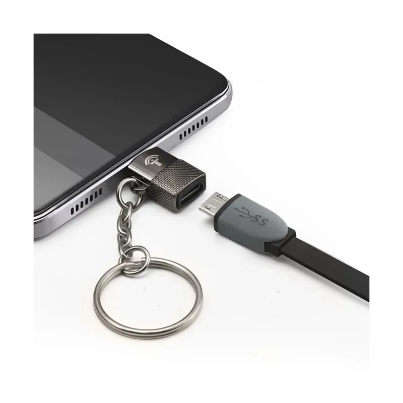 Laptop, Telefoane si Tablete - Telefoane mobile si accesorii - Accesorii Telefoane - Cabluri si adaptoare telefoane - Breloc chei adaptor Micro USB la Type - C OTG, Rocketek Profesional, pentru tablete si telefoane mobile, negru - Infinity.ro