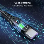 Laptop, Telefoane si Tablete - Telefoane mobile si accesorii - Accesorii Telefoane - Cabluri si adaptoare telefoane - Cablu flexibil incarcare 5A Type C LED Uslion, transfer date incarcare rapida telefon, 1m, USB C Quick Charge 3.0, negru - Infinity.ro