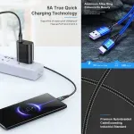 Laptop, Telefoane si Tablete - Telefoane mobile si accesorii - Accesorii Telefoane - Cabluri si adaptoare telefoane - Cablu flexibil incarcare 5A Type C LED Uslion, transfer date incarcare rapida telefon, 1m, USB C Quick Charge 3.0, negru - Infinity.ro