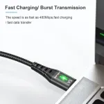 Laptop, Telefoane si Tablete - Telefoane mobile si accesorii - Accesorii Telefoane - Cabluri si adaptoare telefoane - Cablu flexibil incarcare 5A Type C LED Uslion, transfer date incarcare rapida telefon, 1m, USB C Quick Charge 3.0, negru - Infinity.ro