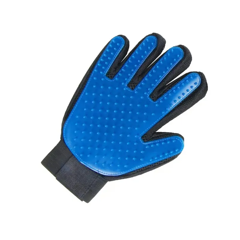 Petshop - Ingrijire si Igiena - Produse uz extern - Perii si manusi - Manusa pentru curatat par de la animale Vera, periat si masaj animale perie din silicon textura elastica, albastru negru - Infinity.ro