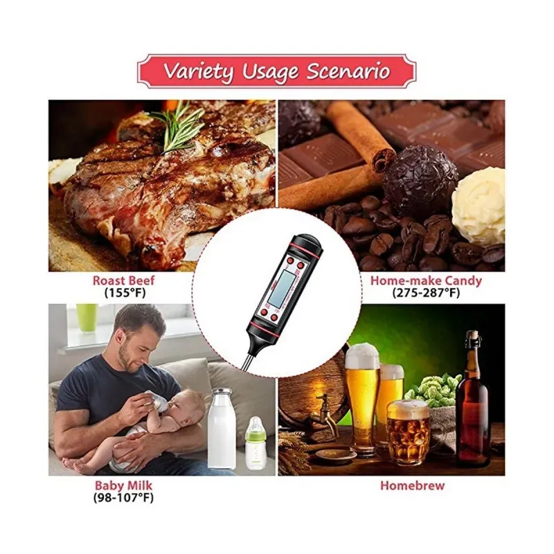 Casa si Gradina - Bucatarie si vesela - Ustensile bucatarie - Termometre bucatarie - Termometru digital cu sonda Envisage, pentru bucatarie lichide alimente prajituri lactate ceara mancare, model QA, negru - Infinity.ro