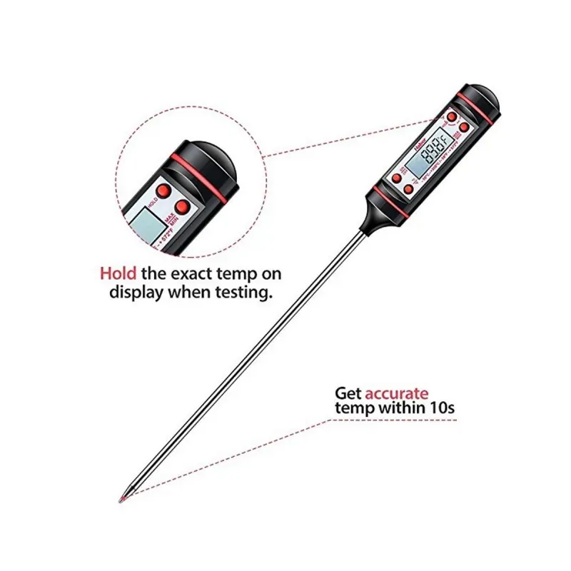 Casa si Gradina - Bucatarie si vesela - Ustensile bucatarie - Termometre bucatarie - Termometru digital cu sonda Envisage, pentru bucatarie lichide alimente prajituri lactate ceara mancare, model QA, negru - Infinity.ro