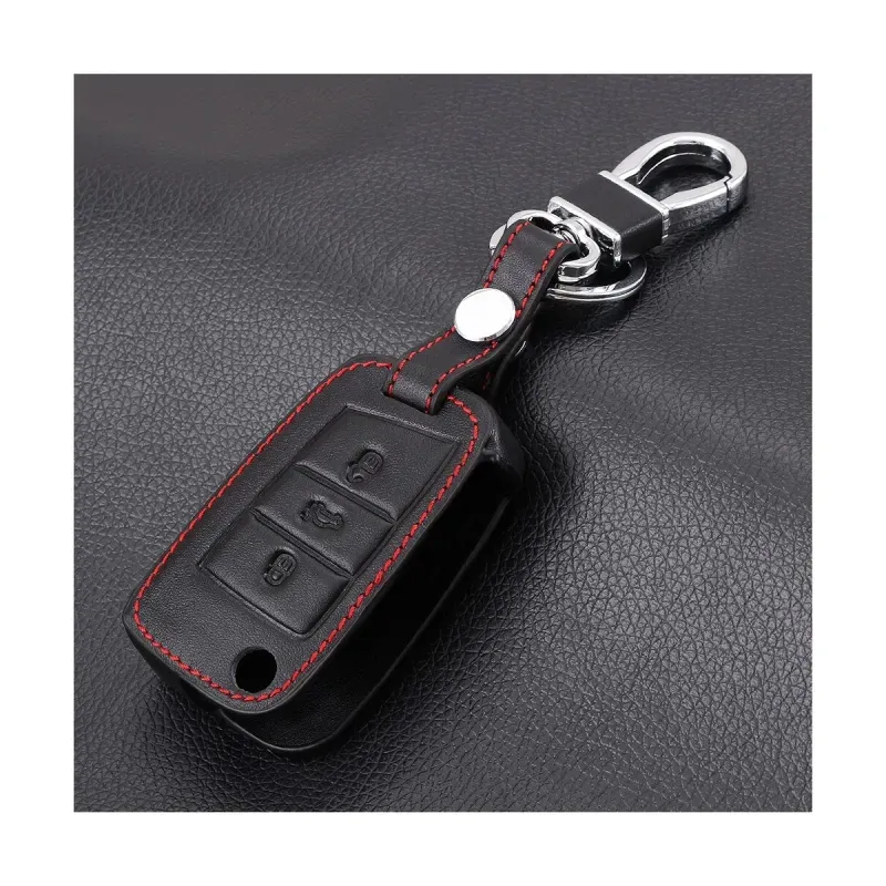 Auto si Moto - Electrice auto - Alte accesorii electrice auto - Husa telecomanda auto tip breloc, chei de tip briceag, marca VW, Volkswagen, Skoda sau Seat, din piele ecologica, negru - Infinity.ro