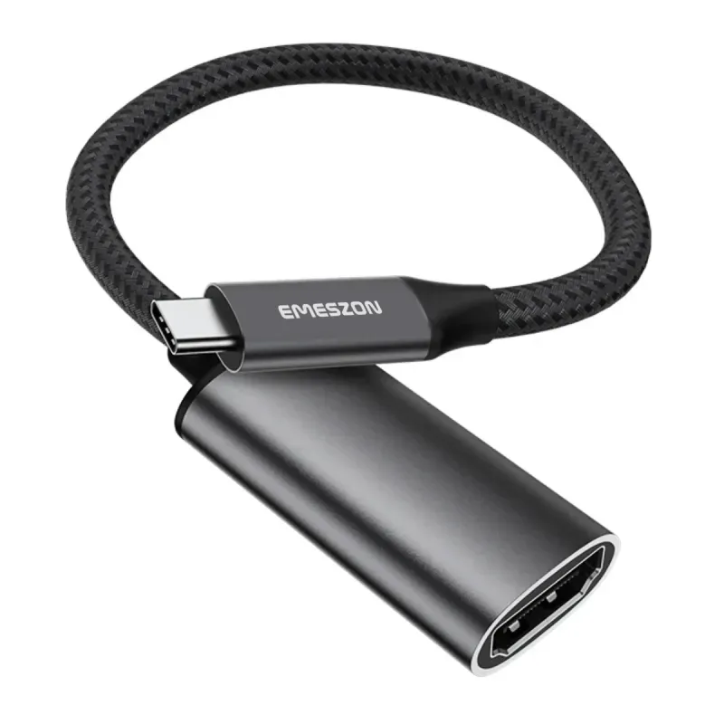 Laptop, Telefoane si Tablete - Telefoane mobile si accesorii - Accesorii Telefoane - Cabluri si adaptoare telefoane - Adaptor USB Type-C la HDMI 4K 60Hz, Emeszon®, converteste USB 3.1 OTG USB-C la HDMI pentru telefon TV laptop PC, negru - Infinity.ro