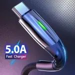 Laptop, Telefoane si Tablete - Telefoane mobile si accesorii - Accesorii Telefoane - Cabluri si adaptoare telefoane - Cablu date LED si incarcare rapida 5A 1m, Emeszon®, Type-C USB transfer date, incarcare telefon, Quick Charge 3.0, negru - Infinity.ro