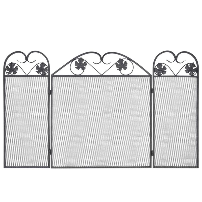 Casa si Gradina - Termice - Sobe, Seminee si accesorii - Accesorii seminee si sobe - Ecran de semineu cu 3 panouri, negru, fier - Infinity.ro