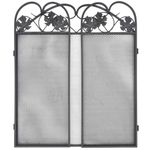 Casa si Gradina - Termice - Sobe, Seminee si accesorii - Accesorii seminee si sobe - Ecran de semineu cu 3 panouri, negru, fier - Infinity.ro