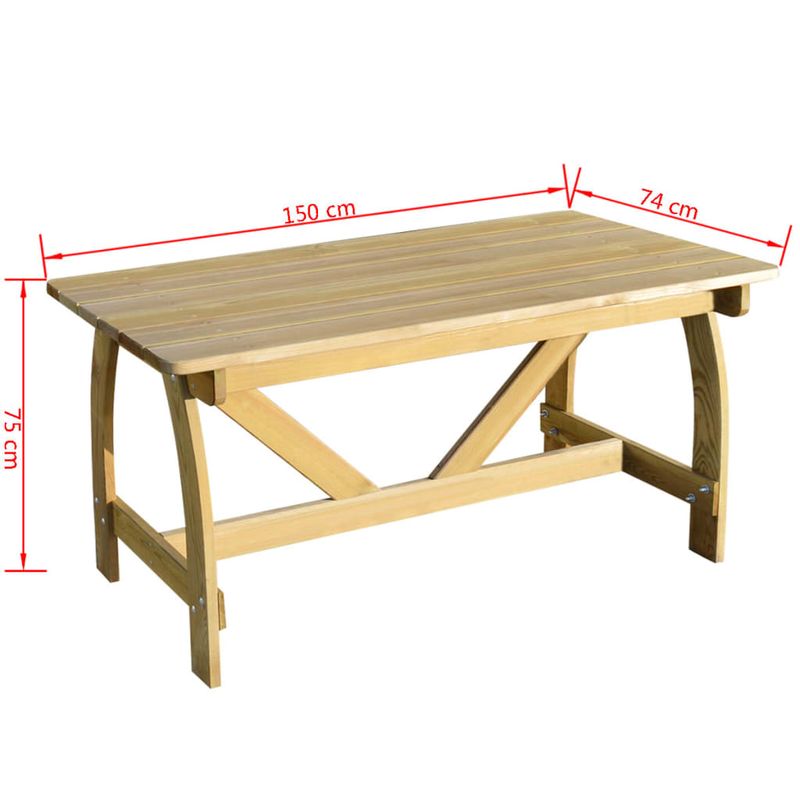 Casa si Gradina - Gradina si terasa - Mobilier exterior - Mese gradina - Masa de gradina, 150 x 74 x 75 cm, lemn de pin tratat - Infinity.ro