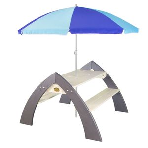 AXI Masa picnic pentru copii "Kylo" cu umbrela de soare XL, alb si gri