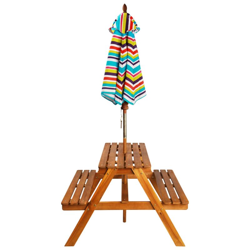Casa si Gradina - Gradina si terasa - Mobilier exterior - Mese gradina - Masa picnic pentru copii cu umbrela, 79x90x60 cm, lemn acacia - Infinity.ro