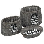 Petshop - Accesorii petshop - Jucarii animale - Ansambluri de joaca - Set cosuri pisici, perne, 3 piese, gri, 47x34x60 cm, rachita - Infinity.ro