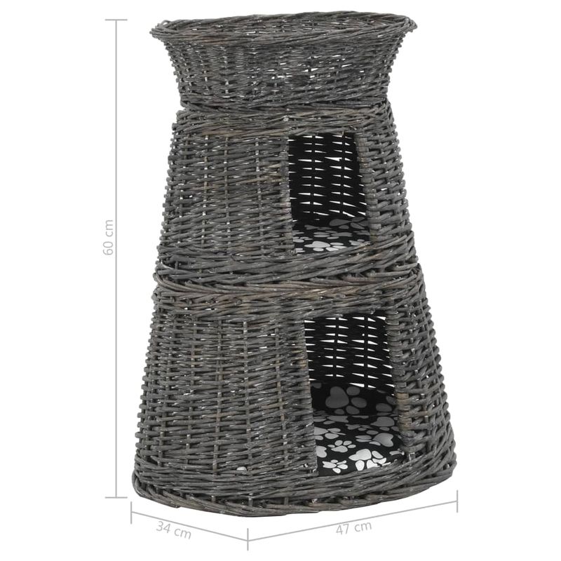 Petshop - Accesorii petshop - Jucarii animale - Ansambluri de joaca - Set cosuri pisici, perne, 3 piese, gri, 47x34x60 cm, rachita - Infinity.ro