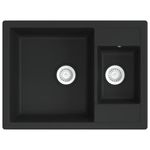 Casa si Gradina - Sanitare - Chiuveta bucatarie si accesorii - Chiuvete bucatarie - Chiuveta bucatarie dubla cu orificiu de preaplin, negru, granit - Infinity.ro