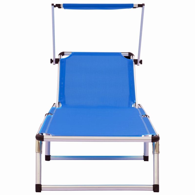 Casa si Gradina - Gradina si terasa - Mobilier exterior - Scaune si sezlonguri gradina - Sezlonguri pliabile acoperis 2 buc. albastru aluminiu&textilena - Infinity.ro