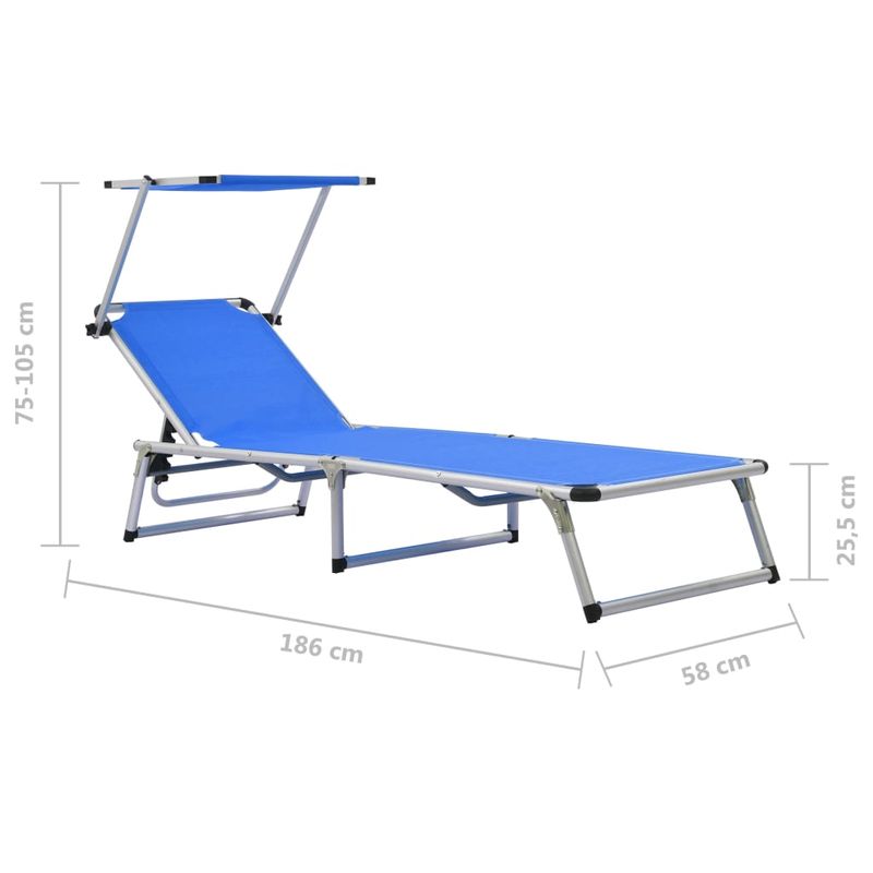 Casa si Gradina - Gradina si terasa - Mobilier exterior - Scaune si sezlonguri gradina - Sezlonguri pliabile acoperis 2 buc. albastru aluminiu&textilena - Infinity.ro