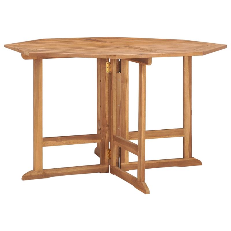 Casa si Gradina - Gradina si terasa - Mobilier exterior - Seturi mobila gradina - Set mobilier de exterior pliabil, 5 piese, lemn masiv de tec, mărime 120x120x75 cm, model cu cotieră", formă octogon - Infinity.ro
