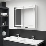 Casa si Gradina - Mobilier - Mobilier baie - Corpuri baie - Dulap de baie cu oglinda si LED, alb stralucitor, 80x12x68 cm - Infinity.ro