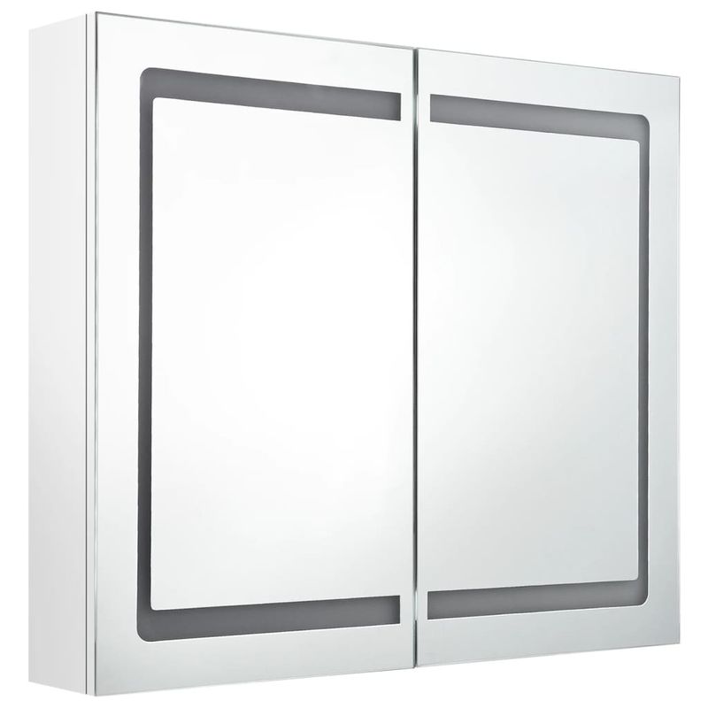 Casa si Gradina - Mobilier - Mobilier baie - Corpuri baie - Dulap de baie cu oglinda si LED, alb stralucitor, 80x12x68 cm - Infinity.ro