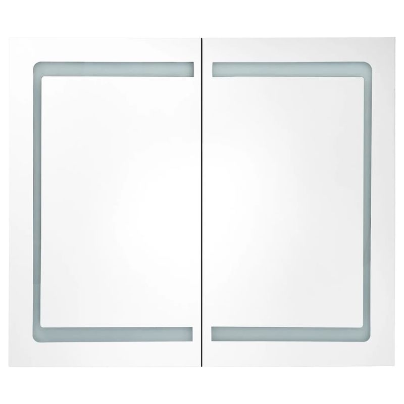 Casa si Gradina - Mobilier - Mobilier baie - Corpuri baie - Dulap de baie cu oglinda si LED, alb stralucitor, 80x12x68 cm - Infinity.ro