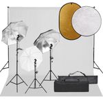 TV, Audio-Video si Foto - Aparate foto si accesorii - Accesorii foto si video - Blitzuri - Kit studio foto cu set de lumini, fundal si reflector - Infinity.ro