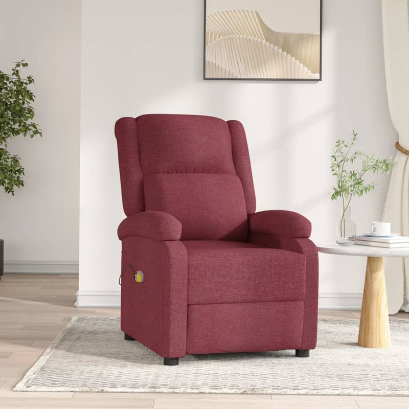 Ingrijire personala si Cosmetice - Sanatate si wellness - Articole wellness - Fotolii de masaj - Fotoliu de masaj electric rabatabil, rosu vin, textil - Infinity.ro