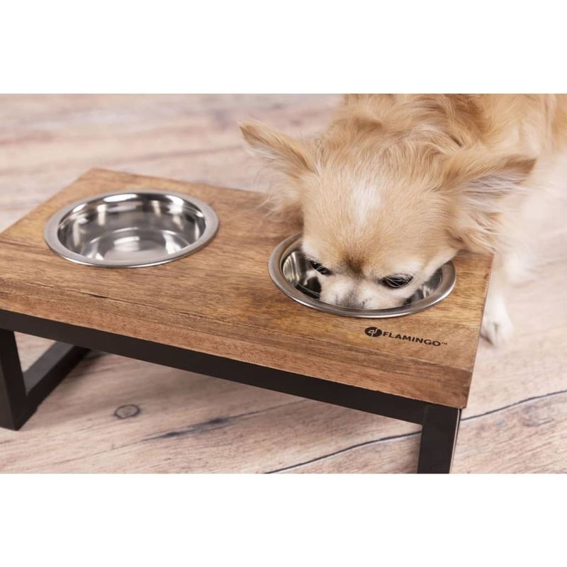 Petshop - Accesorii petshop - Castroane si adapatori - FLAMINGO Set hranitor pentru animale dublu Tommy, cu suport, 2x800 ml - Infinity.ro