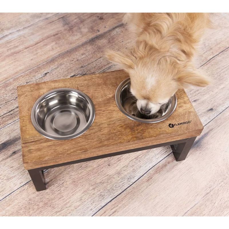 Petshop - Accesorii petshop - Castroane si adapatori - FLAMINGO Set hranitor pentru animale dublu Tommy, cu suport, 2x800 ml - Infinity.ro