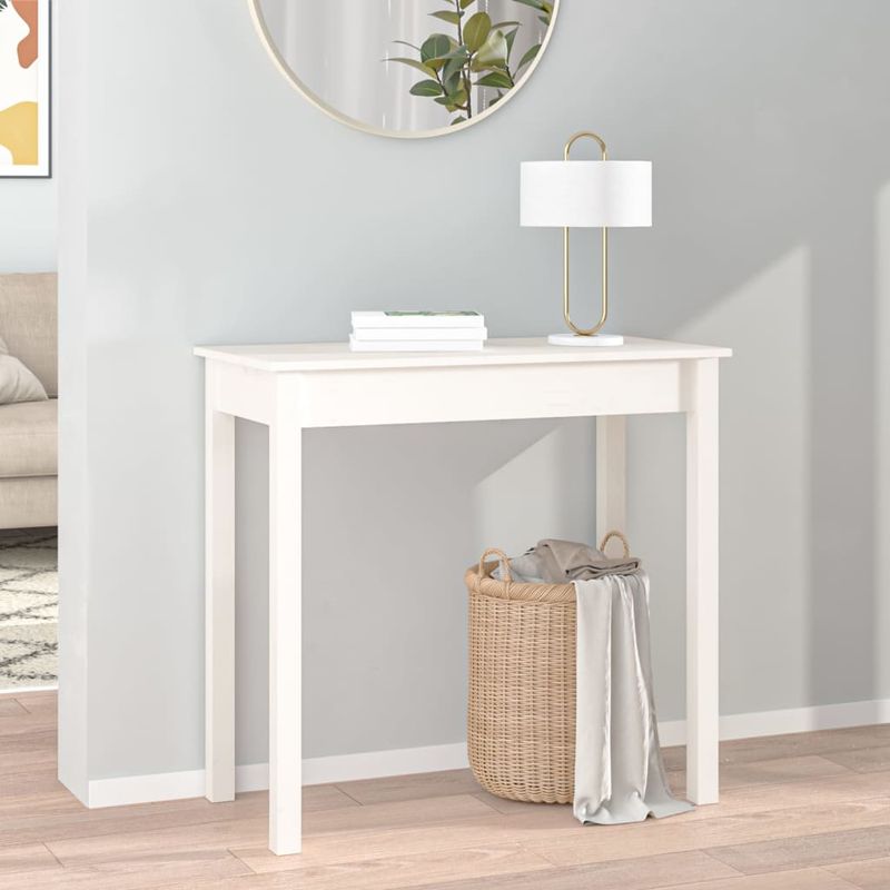Casa si Gradina - Mobilier - Comode si corpuri - Console - Masa consola, alb, 80x40x75 cm, lemn masiv de pin - Infinity.ro