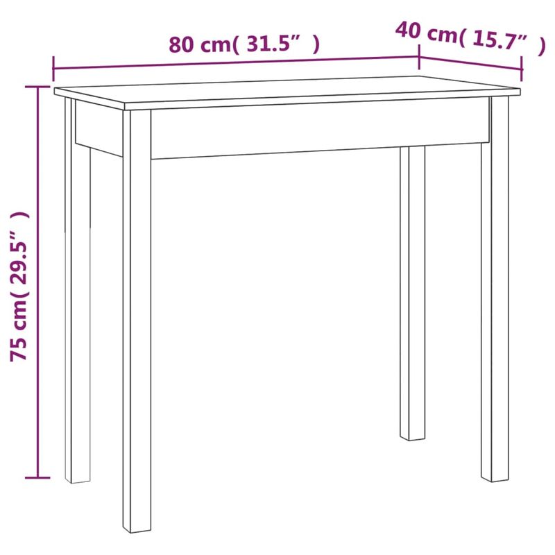 Casa si Gradina - Mobilier - Comode si corpuri - Console - Masa consola, alb, 80x40x75 cm, lemn masiv de pin - Infinity.ro