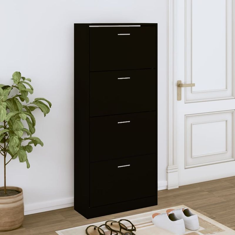 Casa si Gradina - Mobilier - Organizare si depozitare - Organizator incaltaminte - Pantofar, negru, 63x24x147 cm, lemn compozit - Infinity.ro